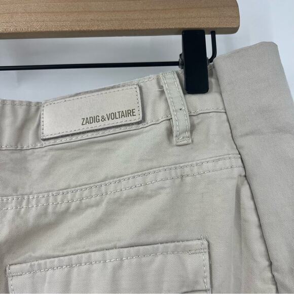Zadig & Voltaire Khaki Jivron Cotton Mini Skirt Sz 36 - Picture 10 of 11